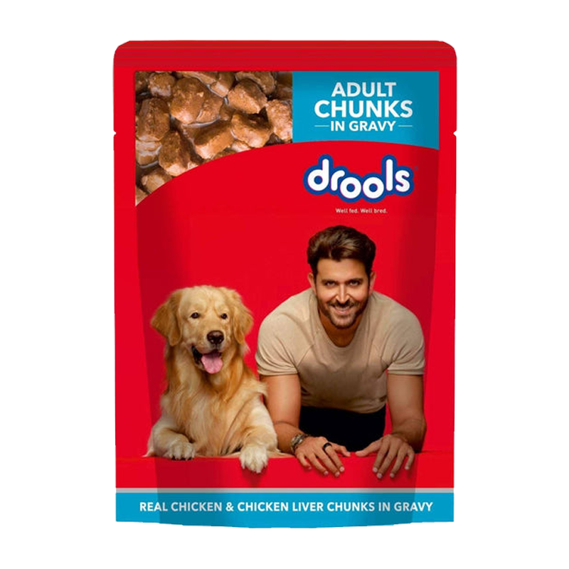 Drools Chicken and Chicken Liver Chunks in Gravy Adult Dog Wet Food 150g Pack of 6